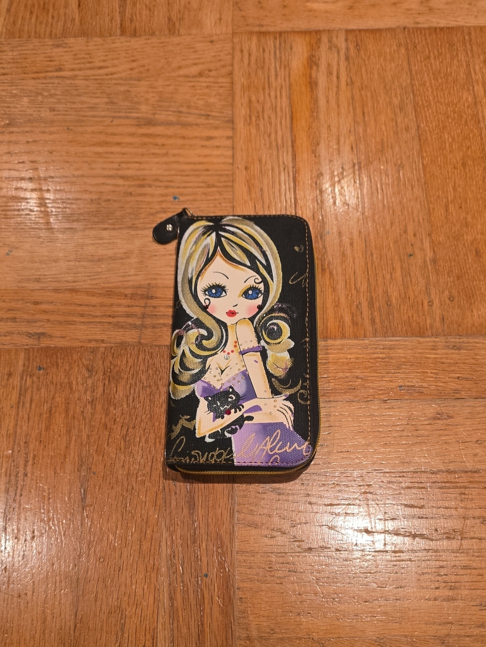 Black & Purple Printed Phone Wallet Case